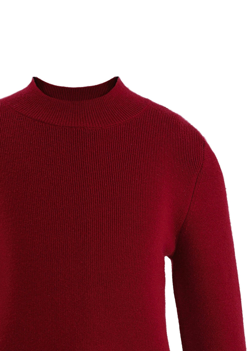 Ruby Red Ruffle-Knit Sweater