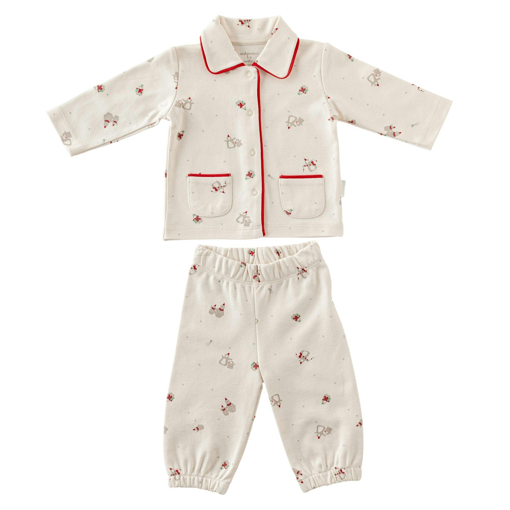 Cream Penguin Print Pajamas