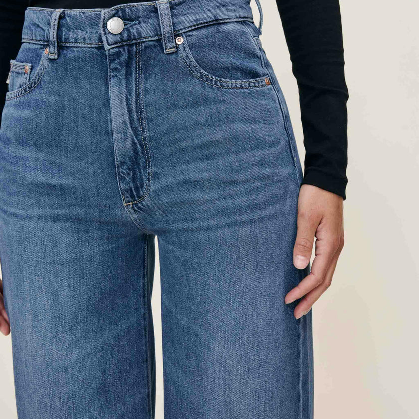 Hepburn Wide Leg High Rise Ankle Jeans Del Ray