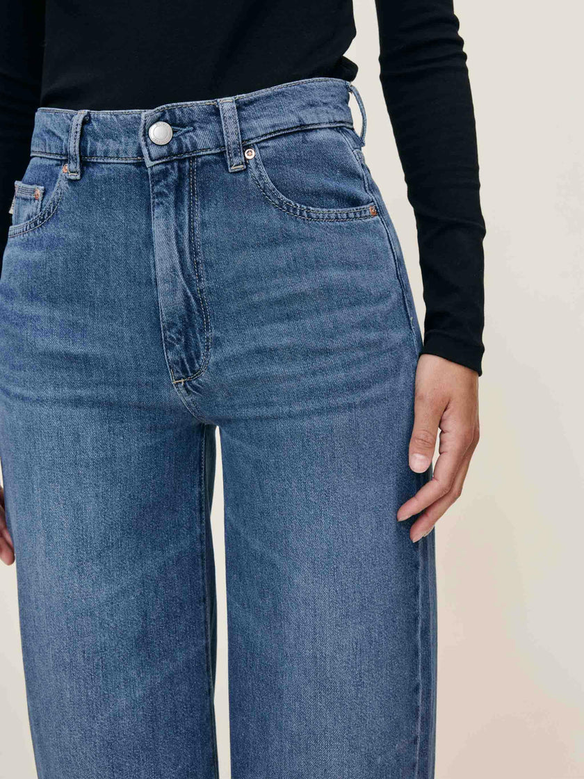 Hepburn Wide Leg High Rise Ankle Jeans Del Ray