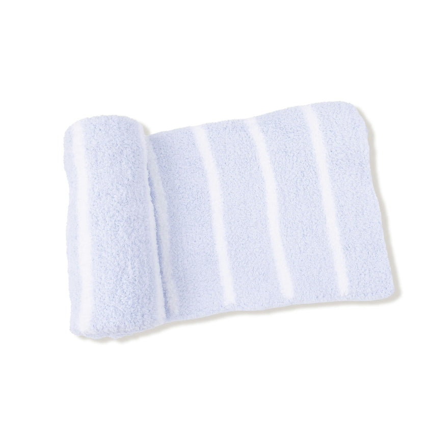 Chenille - Light Blue & Ivory Stripe Receiving Blanket