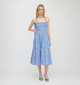 The Ribbon Ellie Nap Dress - Blue Floral Batik Stripe