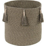 Woody 2-Shade Woven Round Basket With Tassels