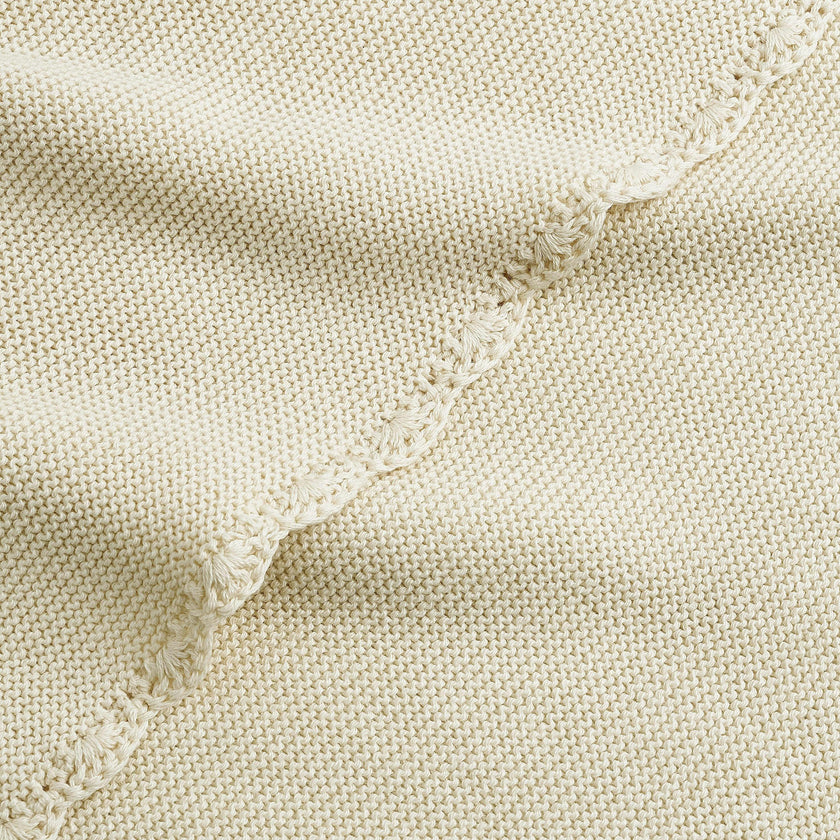 Cotton Knit Blanket, White