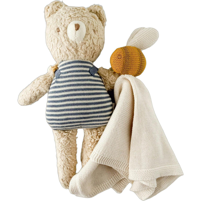 Henry Bear Plush Toy Lovey and Pacifier Clip Set - Bee