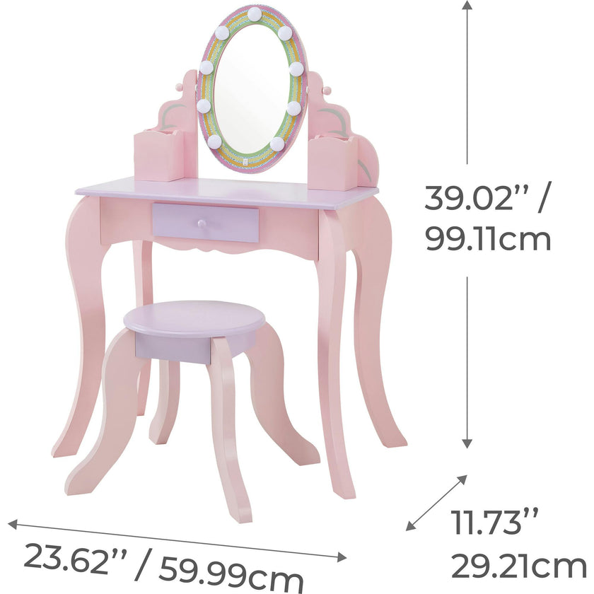 Little Princess Rapunzel Vanity with LED Illuminated Mirror
