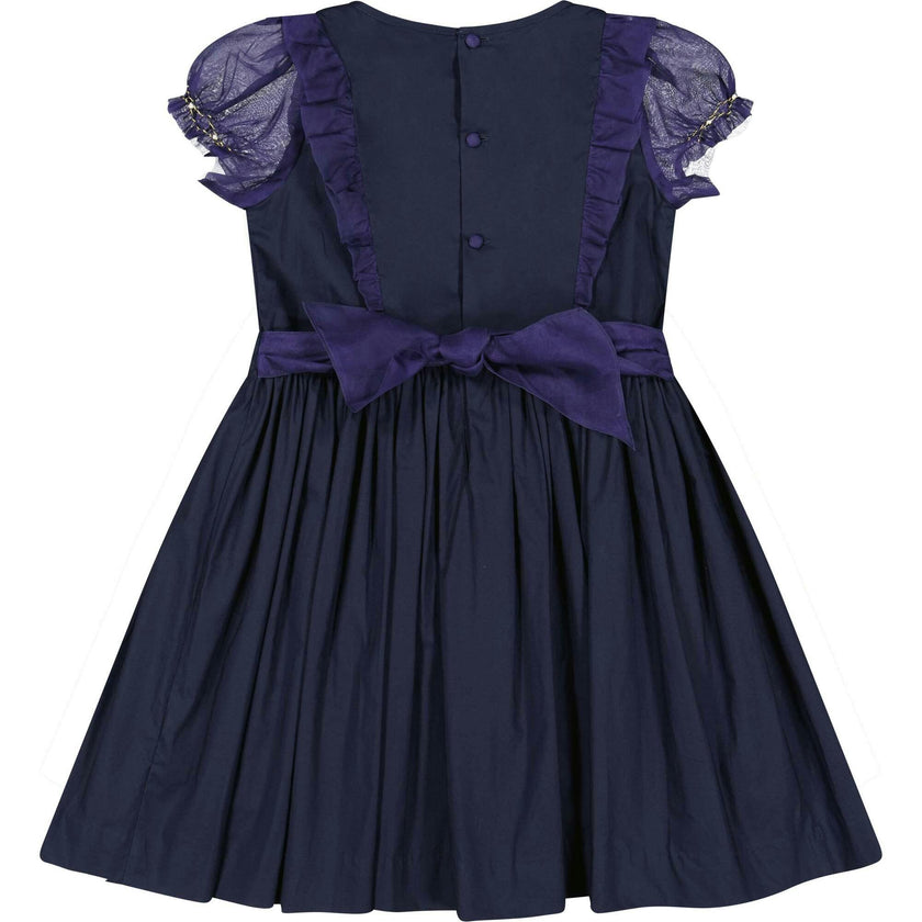 Camelia Navy Cotton Smocked Dress