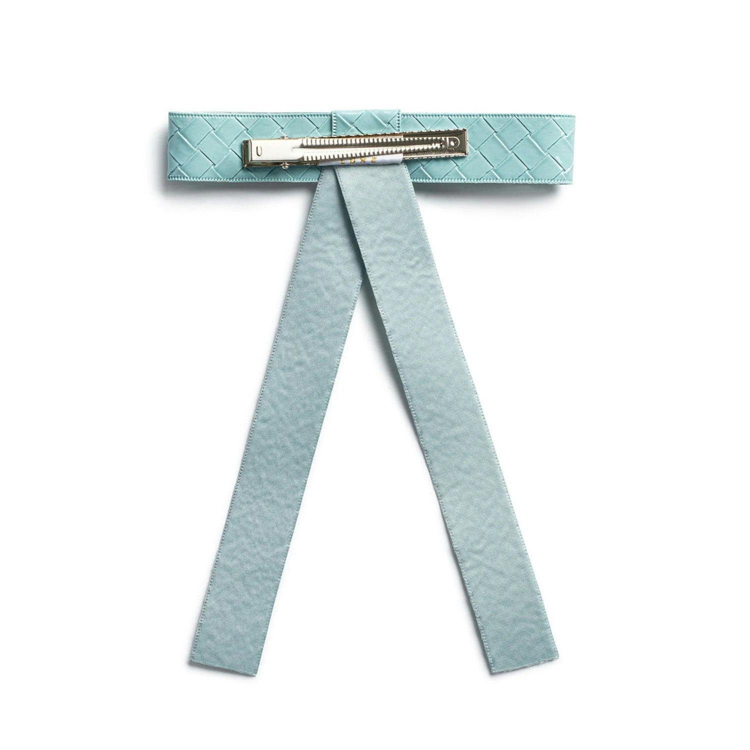 Halo Luxe Poppy Braided Woven Patent Clip - Powder Blue