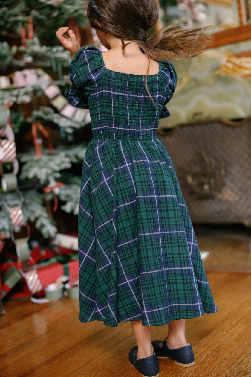 Mini Teagan Dress in Emerald Plaid