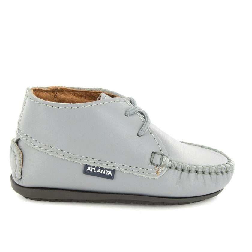 Moccasin Boot in Smooth Leather, Stone Grey