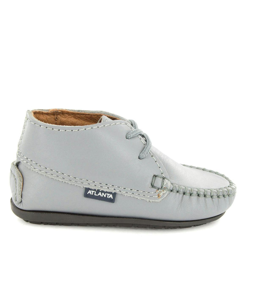 Moccasin Boot in Smooth Leather, Stone Grey