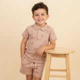 Organic Collar Tee & Shorts Set - Island Palm