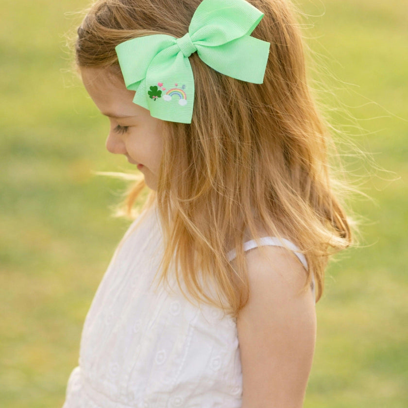 Rainbow Shamrock Hair Bow