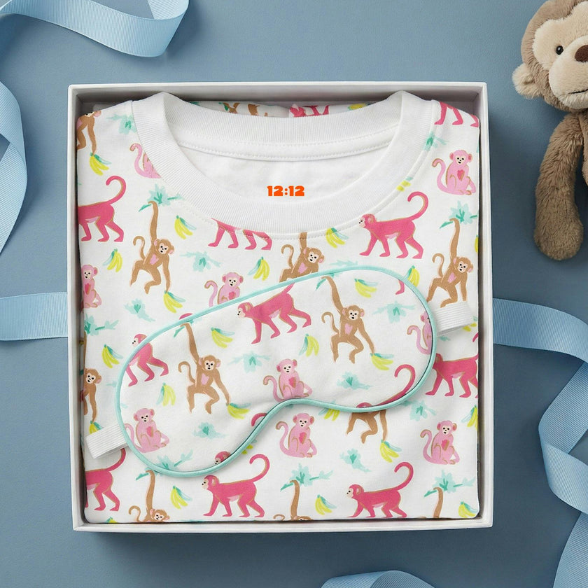 The Organic Long Sleeve Pajama Set [Monkeying Around Pink]
