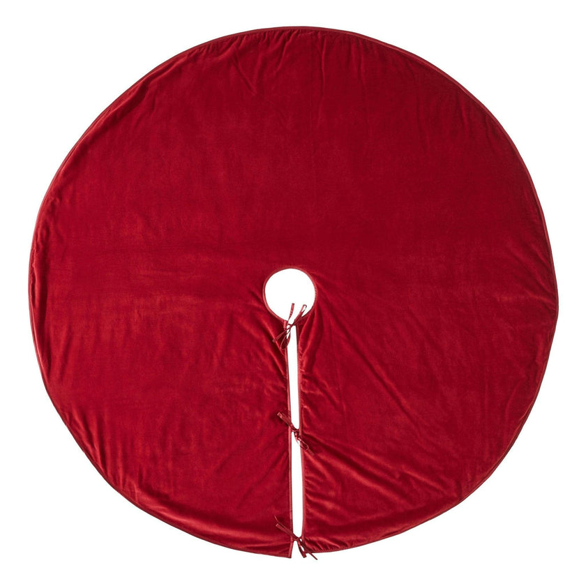 Luxurious Classic Velvet Garnet Red Christmas Tree Skirt 60"