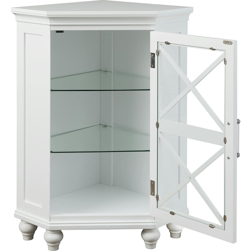 Blue Ridge Corner Wooden Floor Cabinet with Adjustable Shelves