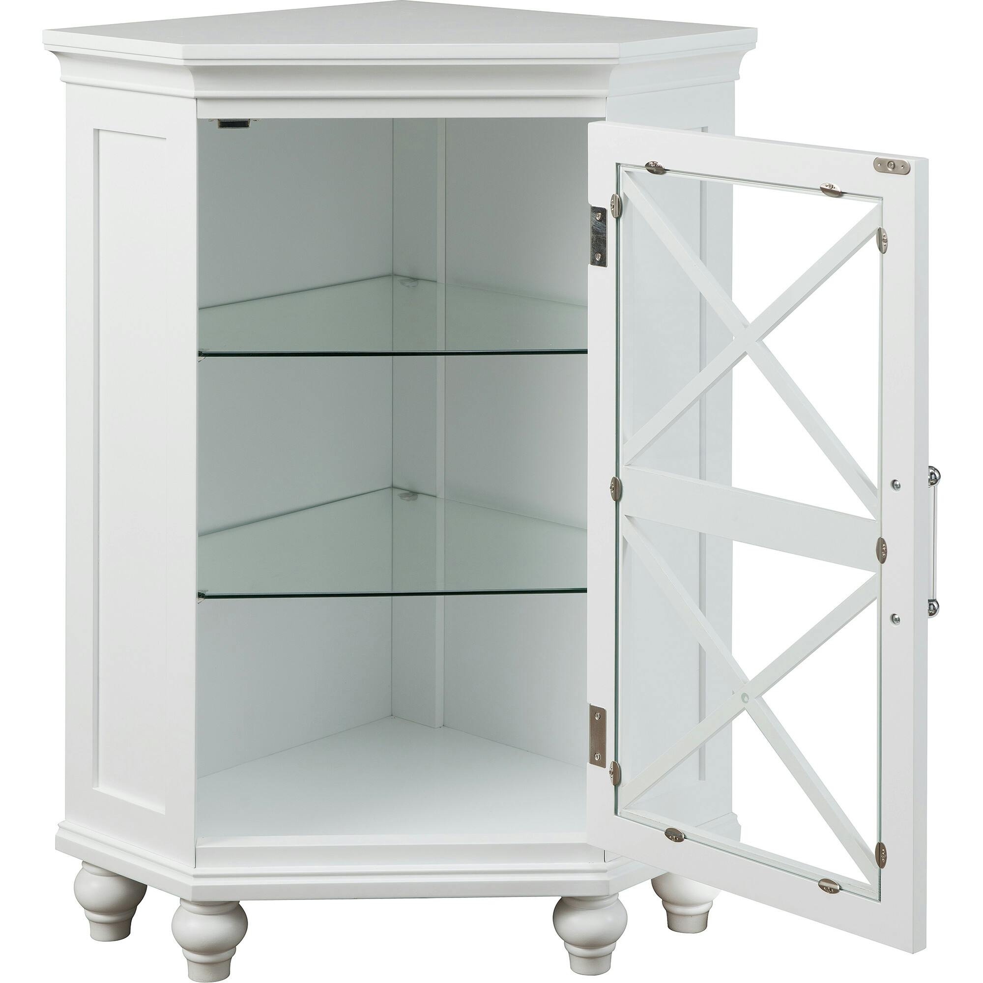Blue Ridge Corner Wooden Floor Cabinet with Adjustable Shelves