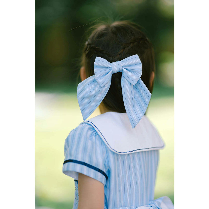 Riviera Blue Stripe Bow Hair Clip