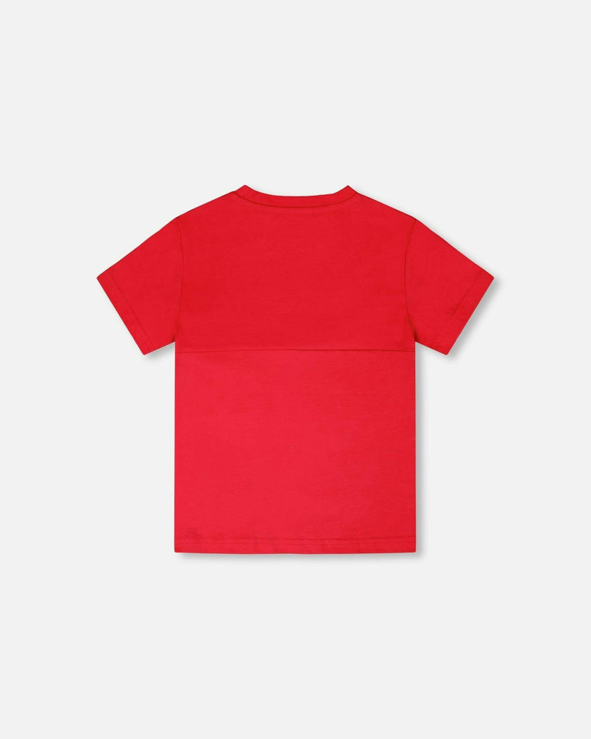 Organic Cotton Colorblock Jersey T-Shirt With Chest Pocket