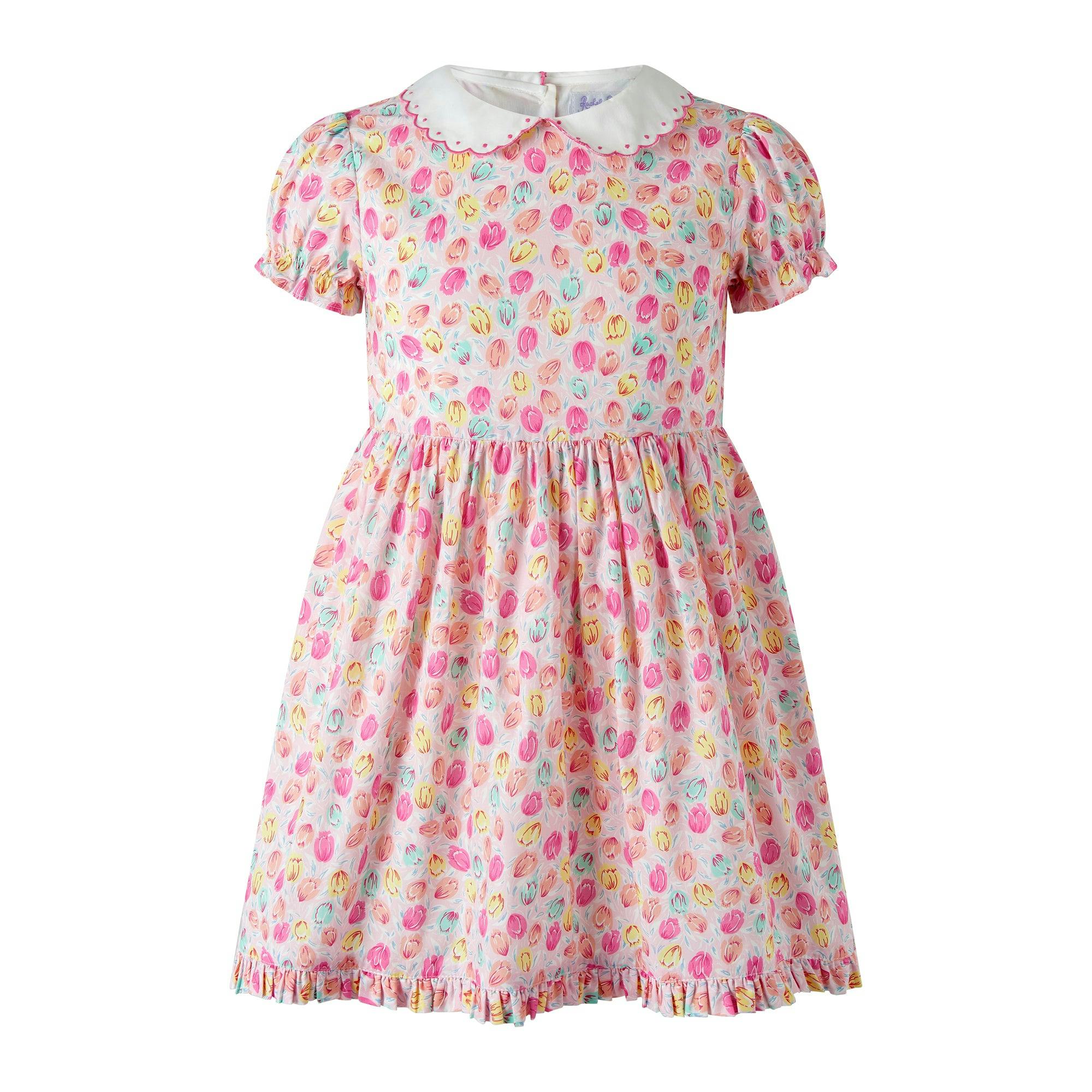 Pink Scalloped Collar Tulip Dress