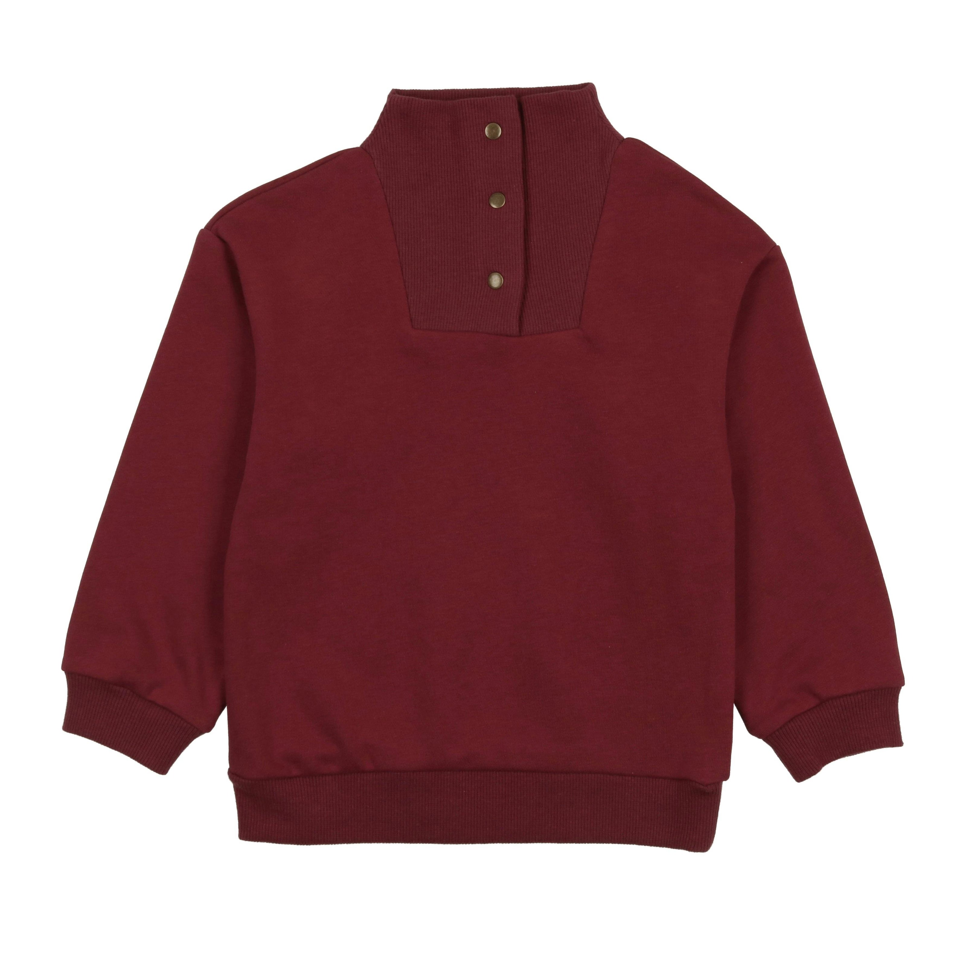 Kid Terry Mock Collat Snap Neck Long Sleeve Top