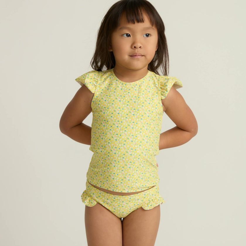 girls petite fleur cap sleeve rashguard set