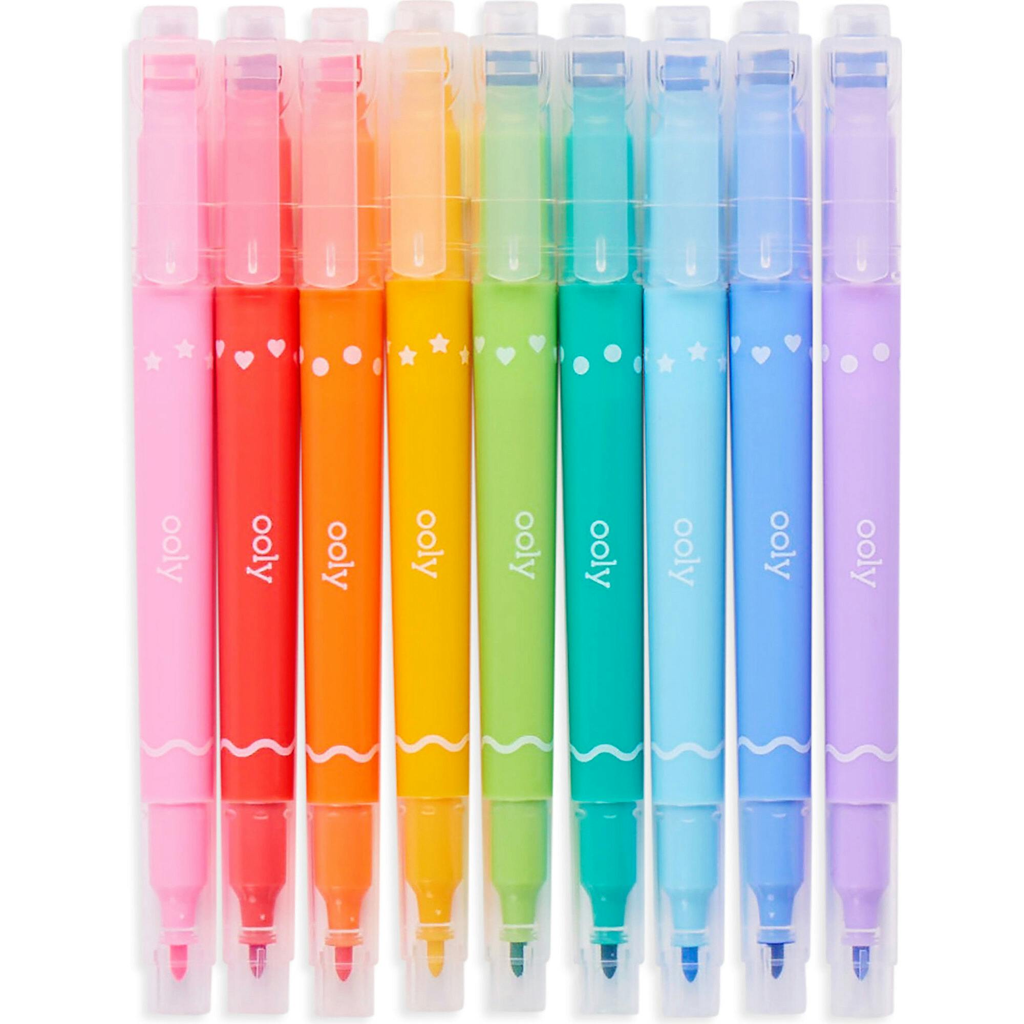 Confetti Stamp Double-Ended Markers - Set of 9
