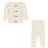 Crest Knitted Double-Breasted Button Front Top and Pants Two Piece Set