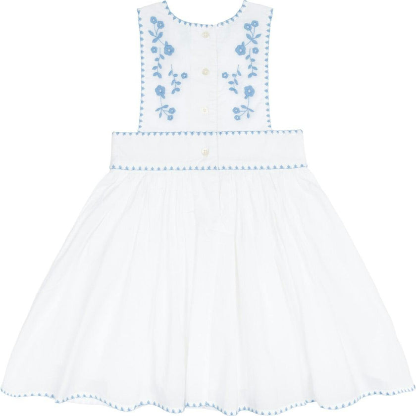 girls white embroidered pinafore dress