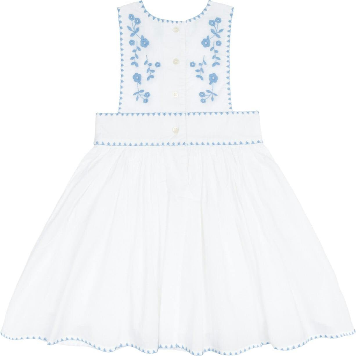 girls white embroidered pinafore dress
