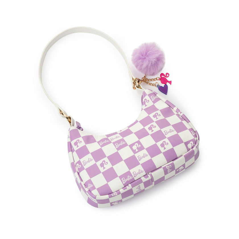 Barbie™ Purple Checkered Kids Hobo Handbag