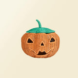 Handcrafted - Pumpkin Face Basket - Rattan Wicker