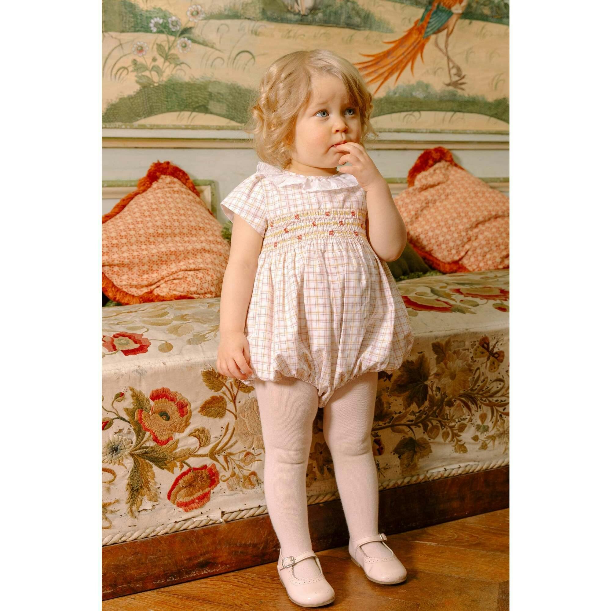 Zita Yellow Tartan Smocked Bubble
