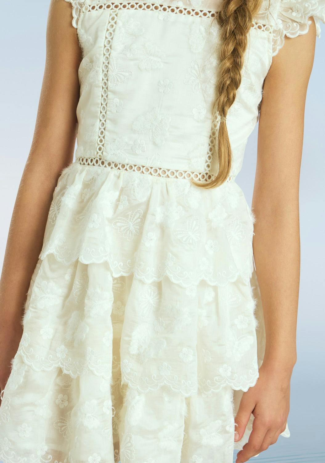 Alisha Frill Embroidery Mini Dress