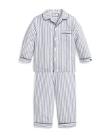 Kid's Twill Pajama Set in Navy French Ticking