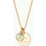 Personalized Message & Birthstone Necklace, 14k Gold Plated