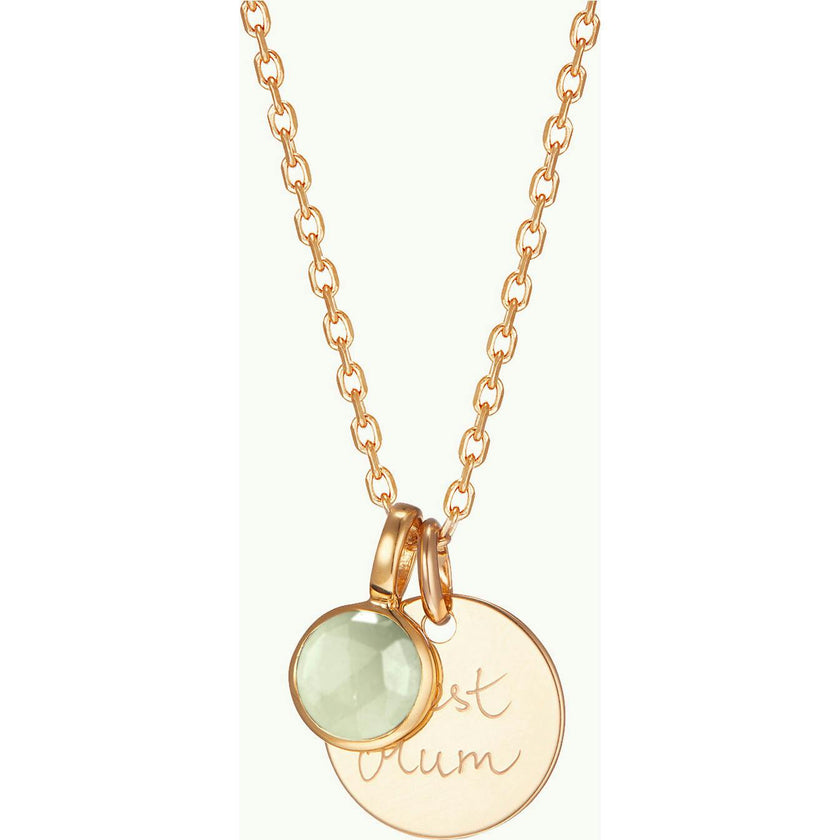 Personalized Message & Birthstone Necklace, 14k Gold Plated