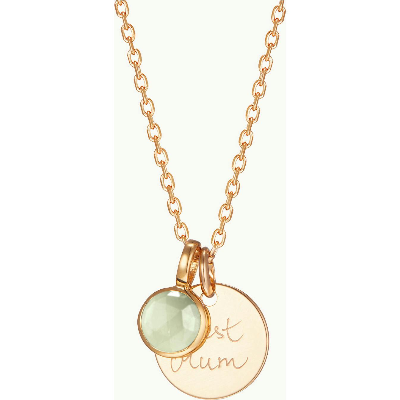 Personalized Message & Birthstone Necklace, 14k Gold Plated