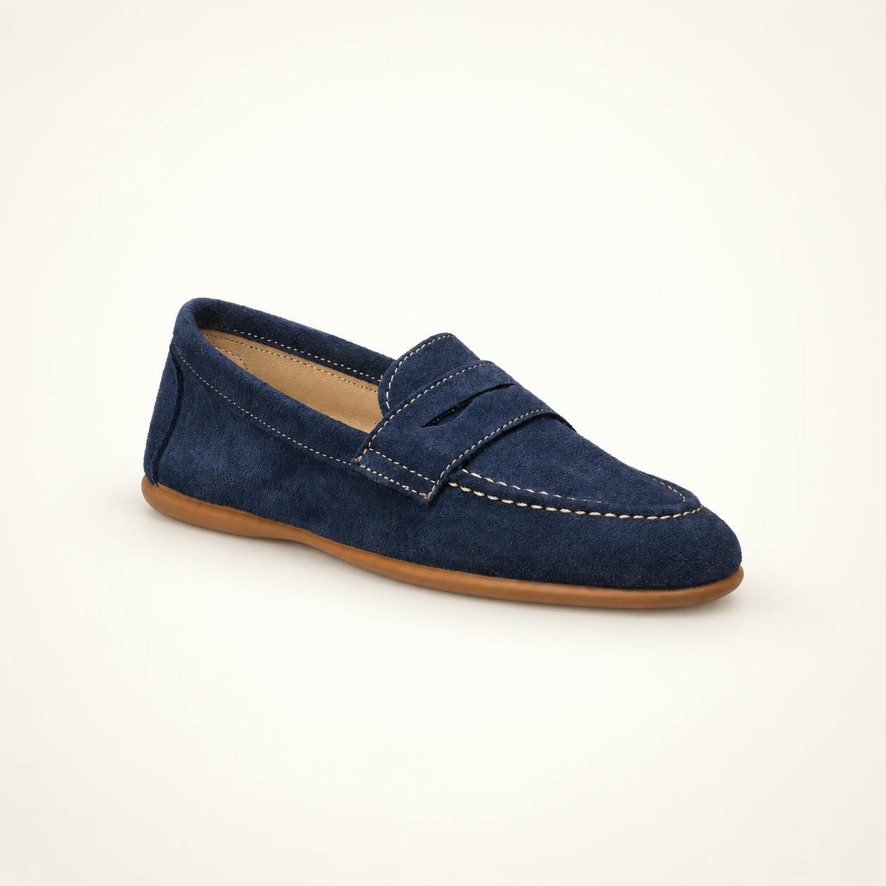 Suede Penny Loafer | Navy
