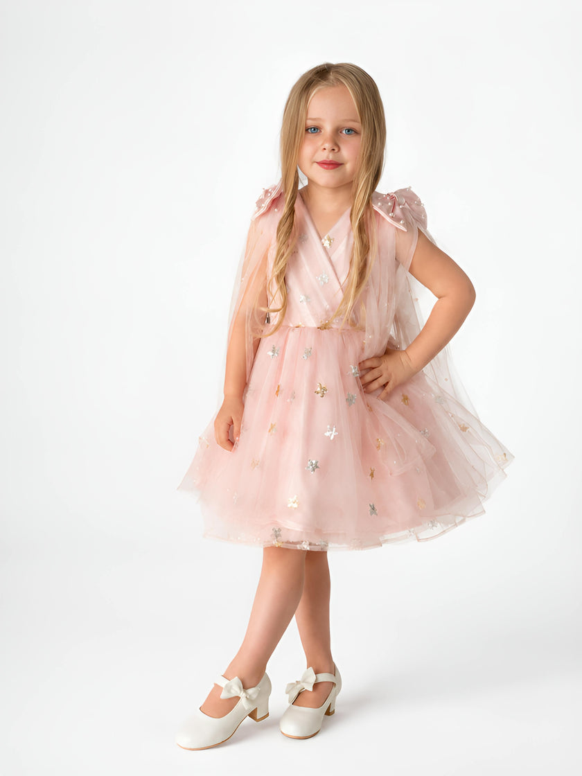 Twinkle Star Blush Pink Sequin Birthday Dress for Girls