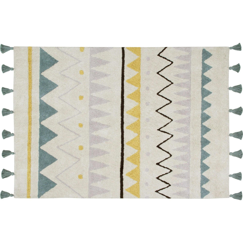 Azteca Natural Washable Rug, Blue