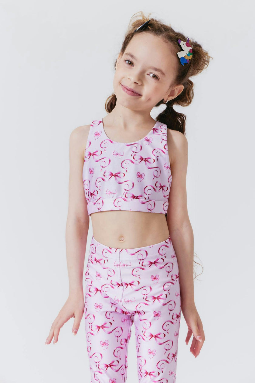 Girls Hi-Shine Scoop Neck Racer Back Sports Bra