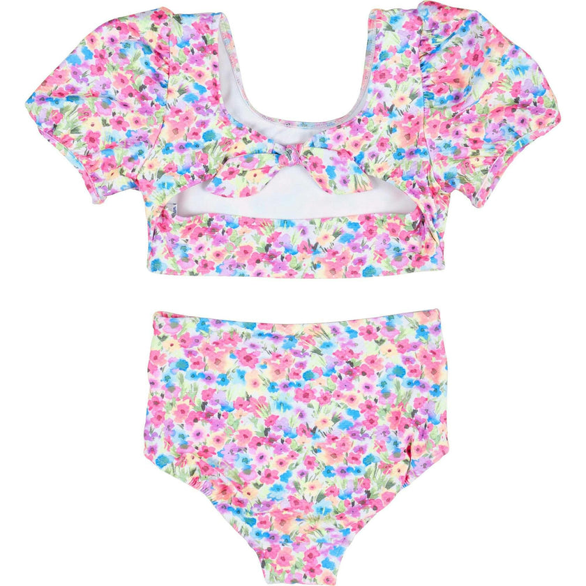 Floral Puff Sleeve Bikini