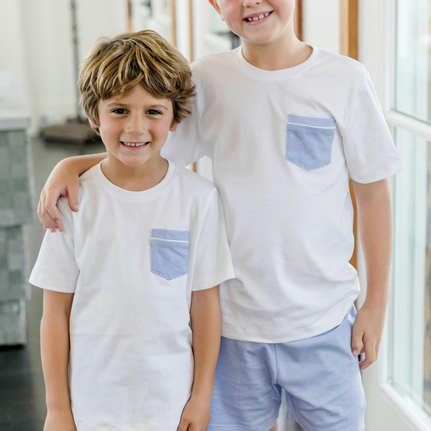 Charles Boys' Short Set - Blue Stripes