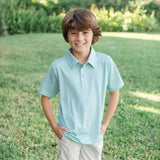 Will Boys' Performance Polo by LH Sport Green Stripes