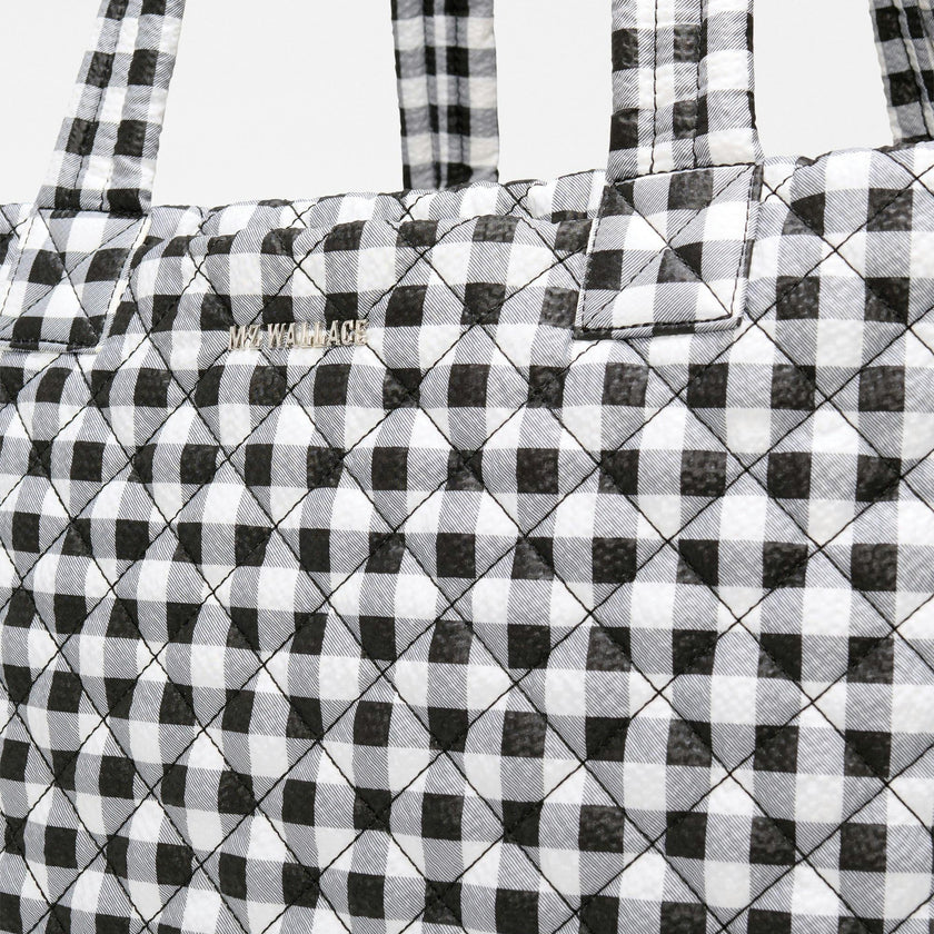 Black/White Gingham Large Metro Tote Deluxe