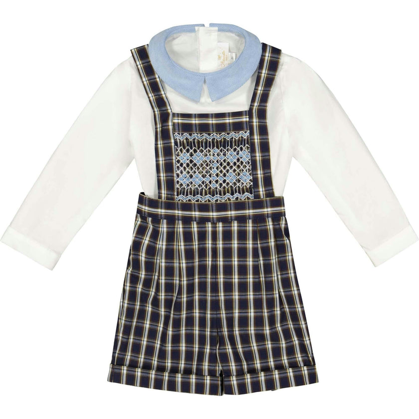 George Navy Tartan Boy Dungaree & Shirt