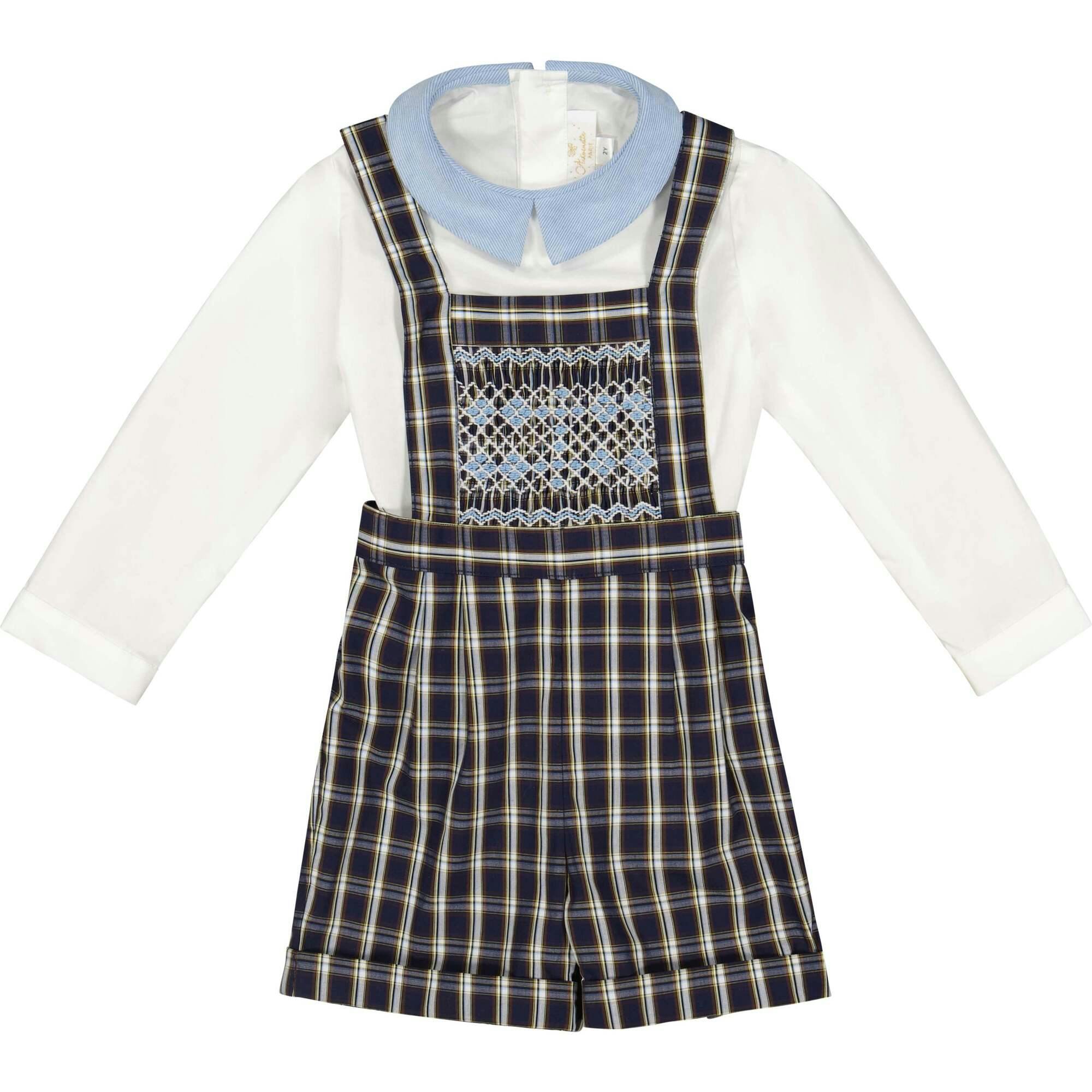 George Navy Tartan Boy Dungaree & Shirt