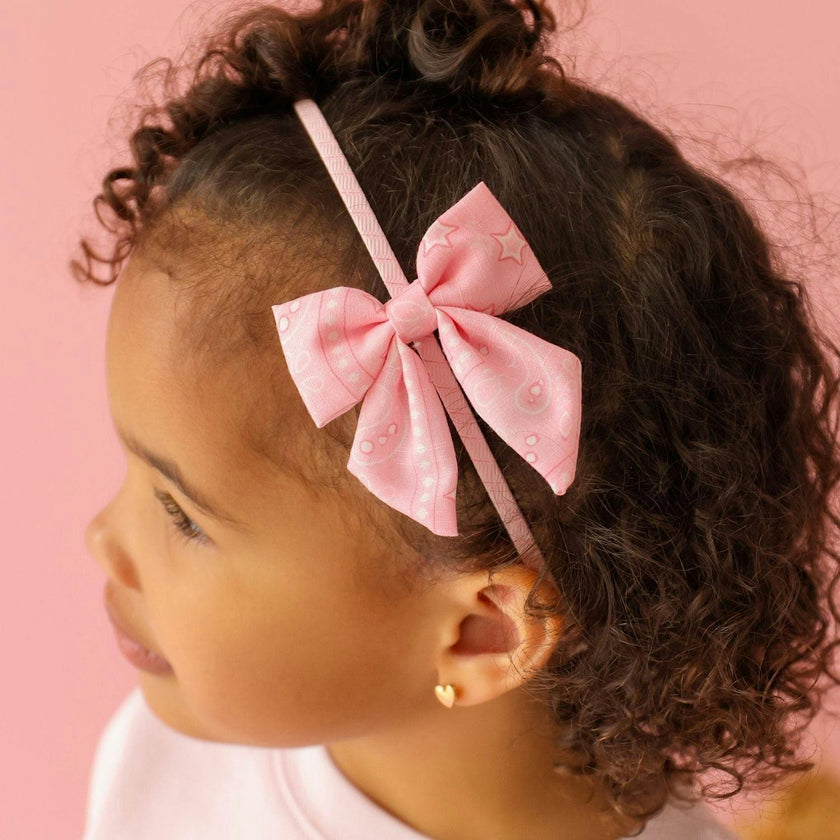 Pink Bandana Western Bow Headband
