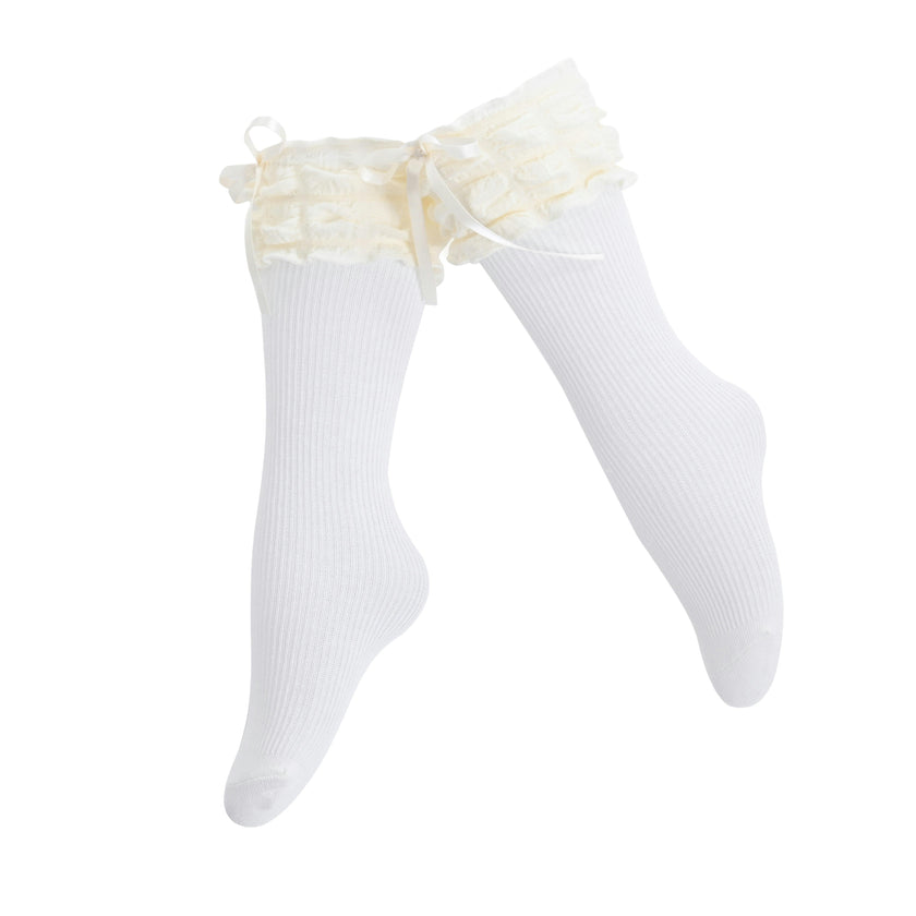 Ruffled Ribbon Long Socks